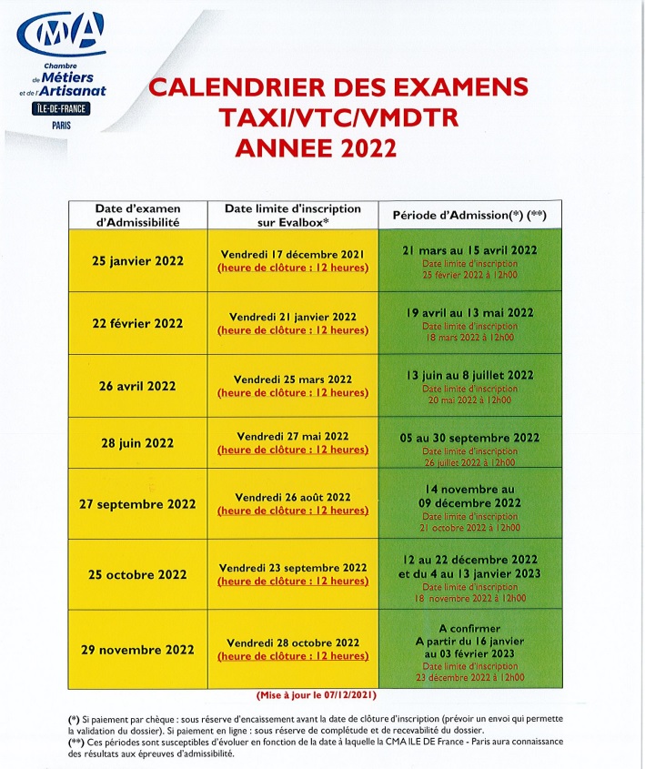 Calendrier Examen Vtc 2023 Linkcab - L'institut De Formation Taxi & Vtc À Paris